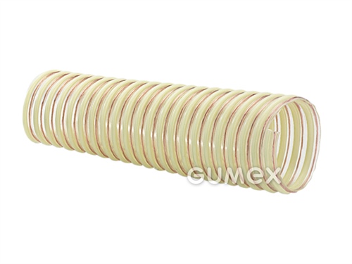 Vzduchotechnická hadica pre ľahšie abrazíva EOLO PU ANTISTATIC, 32mm, -0,2bar, PU (éterová báza), žltá PVC špirála, -40°C/+80°C, transparentná